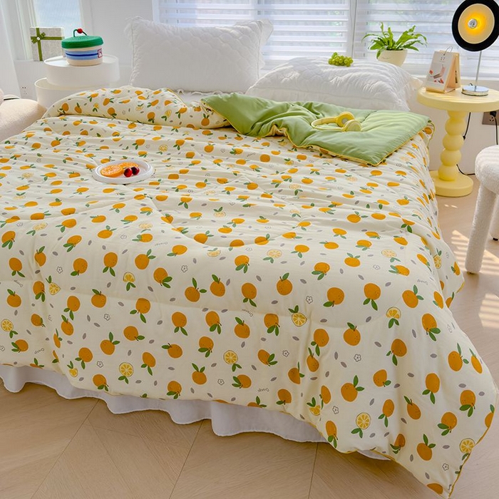 91家纺网 家纺一手货源 找家纺 默忆 2026新款水洗棉双层纱夏被夏凉被空调被被子被芯 小橘子