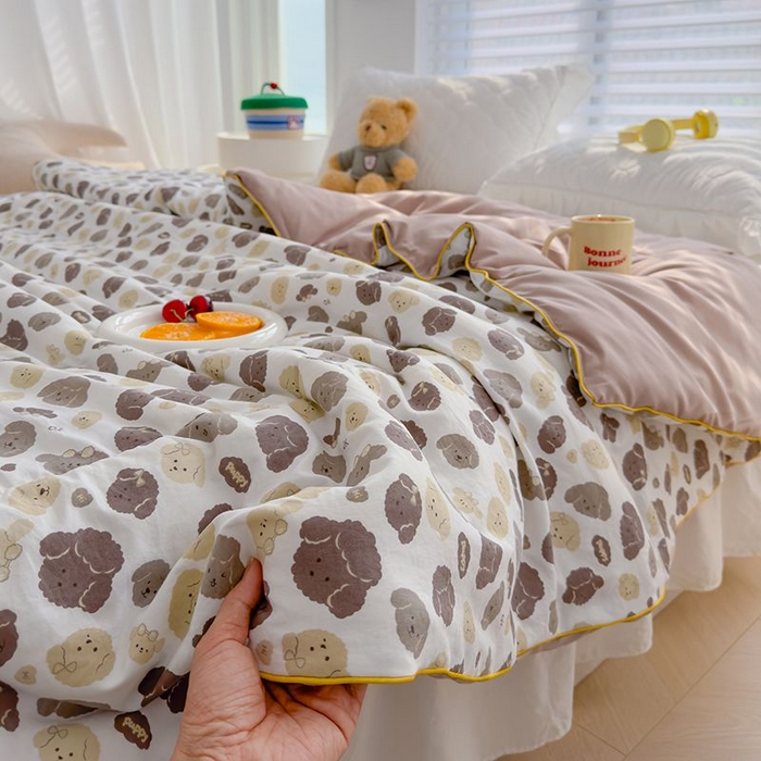 91家纺网 家纺一手货源 找家纺 默忆 2026新款水洗棉双层纱夏被夏凉被空调被被子被芯 萌萌狗