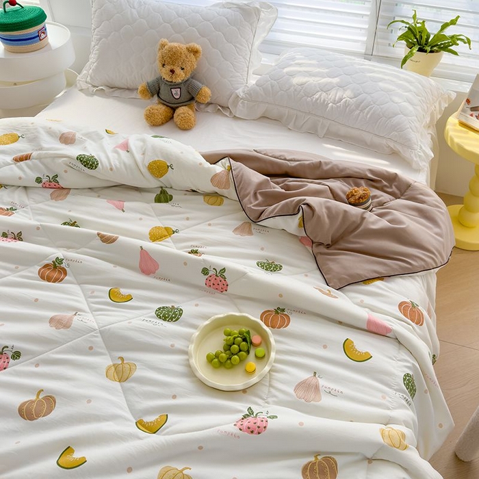 91家纺网 家纺一手货源 找家纺 默忆 2026新款水洗棉双层纱夏被夏凉被空调被被子被芯 南瓜日记