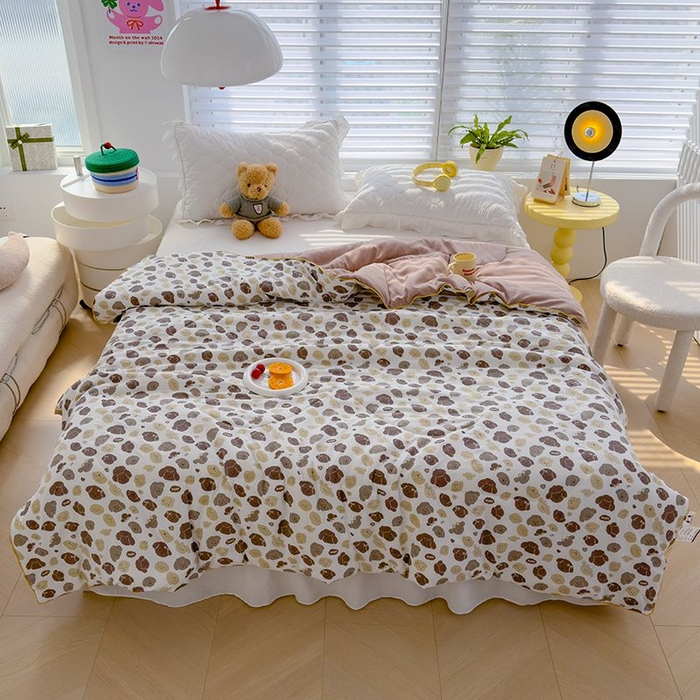 91家纺网 家纺一手货源 找家纺 默忆 2026新款水洗棉双层纱夏被夏凉被空调被被子被芯 萌萌狗