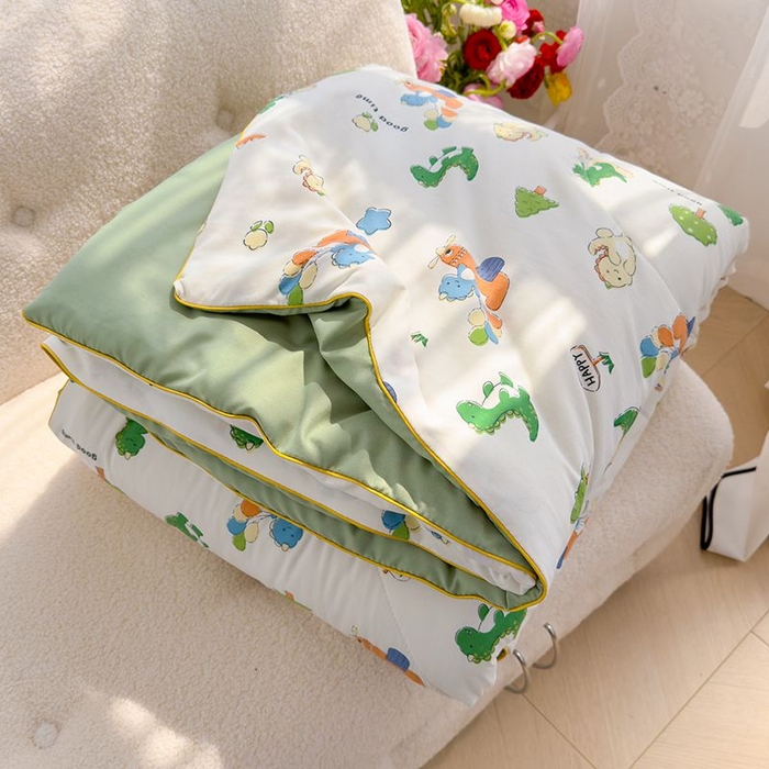 91家纺网 家纺一手货源 找家纺 默忆 2026新款水洗棉双层纱夏被夏凉被空调被被子被芯 恐龙车车