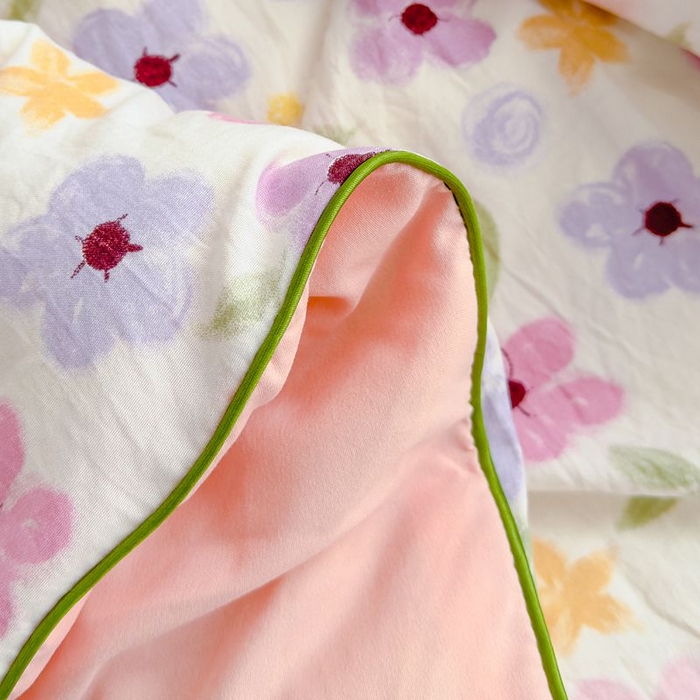 91家纺网 家纺一手货源 找家纺 默忆 2026新款水洗棉双层纱夏被夏凉被空调被被子被芯 一束温柔