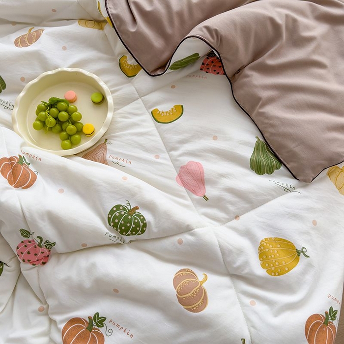 91家纺网 家纺一手货源 找家纺 默忆 2026新款水洗棉双层纱夏被夏凉被空调被被子被芯 南瓜日记