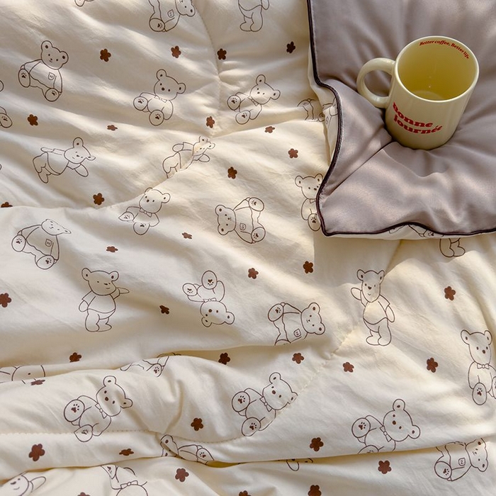 91家纺网 家纺一手货源 找家纺 默忆 2026新款水洗棉双层纱夏被夏凉被空调被被子被芯 小熊院长