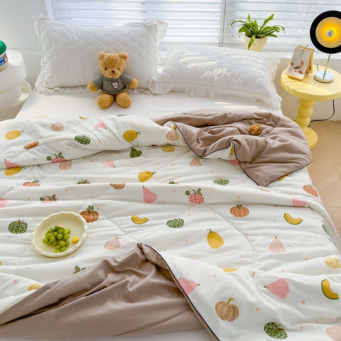 91家纺网 家纺一手货源 找家纺 默忆 2026新款水洗棉双层纱夏被夏凉被空调被被子被芯 南瓜日记