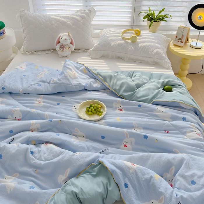 91家纺网 家纺一手货源 找家纺 默忆 2026新款水洗棉双层纱夏被夏凉被空调被被子被芯 小白兔