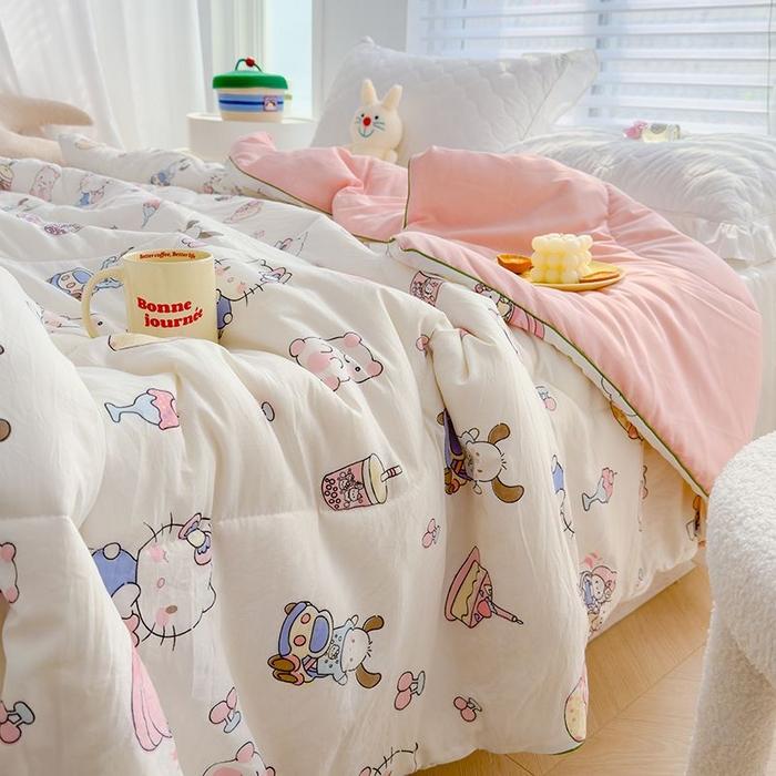 91家纺网 家纺一手货源 找家纺 默忆 2026新款水洗棉双层纱夏被夏凉被空调被被子被芯 凯蒂猫