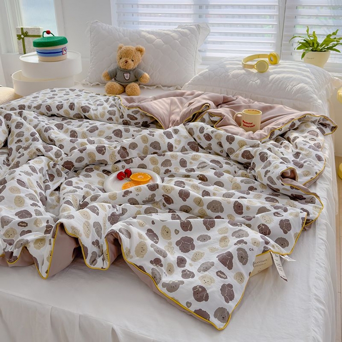 91家纺网 家纺一手货源 找家纺 默忆 2026新款水洗棉双层纱夏被夏凉被空调被被子被芯 萌萌狗