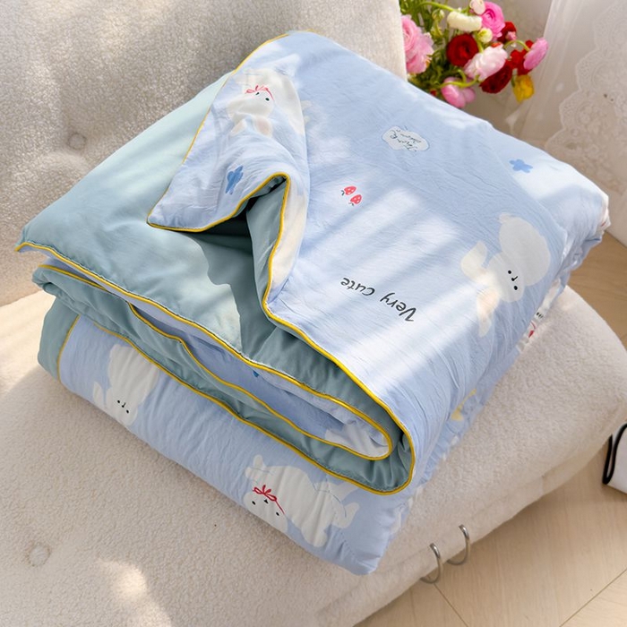 91家纺网 家纺一手货源 找家纺 默忆 2026新款水洗棉双层纱夏被夏凉被空调被被子被芯 小白兔