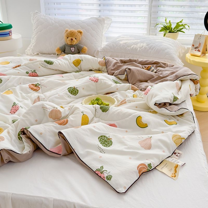 91家纺网 家纺一手货源 找家纺 默忆 2026新款水洗棉双层纱夏被夏凉被空调被被子被芯 南瓜日记