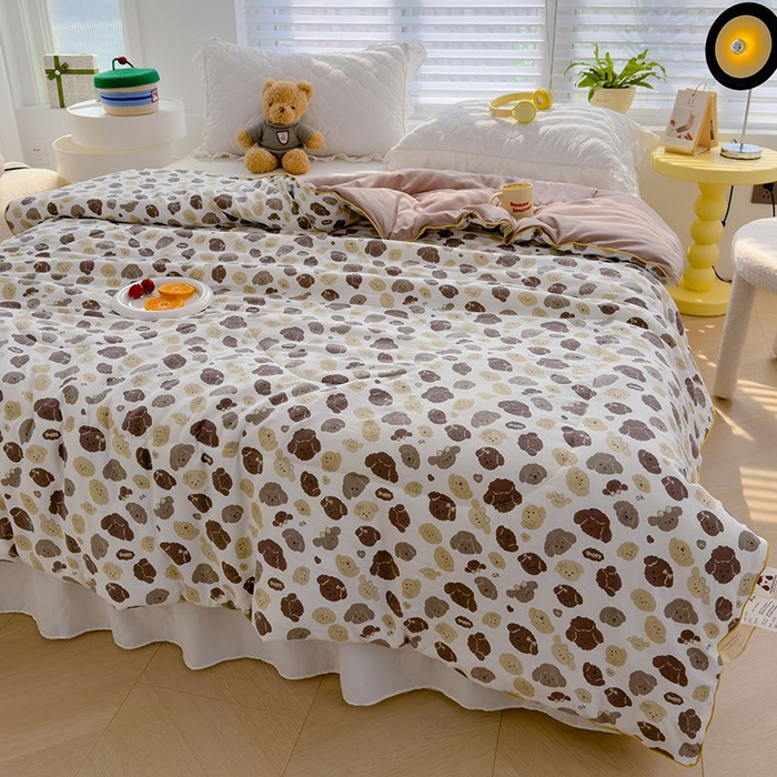 91家纺网 家纺一手货源 找家纺 默忆 2026新款水洗棉双层纱夏被夏凉被空调被被子被芯 萌萌狗