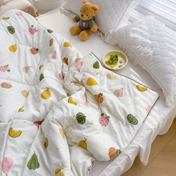 91家纺网 家纺一手货源 找家纺 默忆 2026新款水洗棉双层纱夏被夏凉被空调被被子被芯 南瓜日记