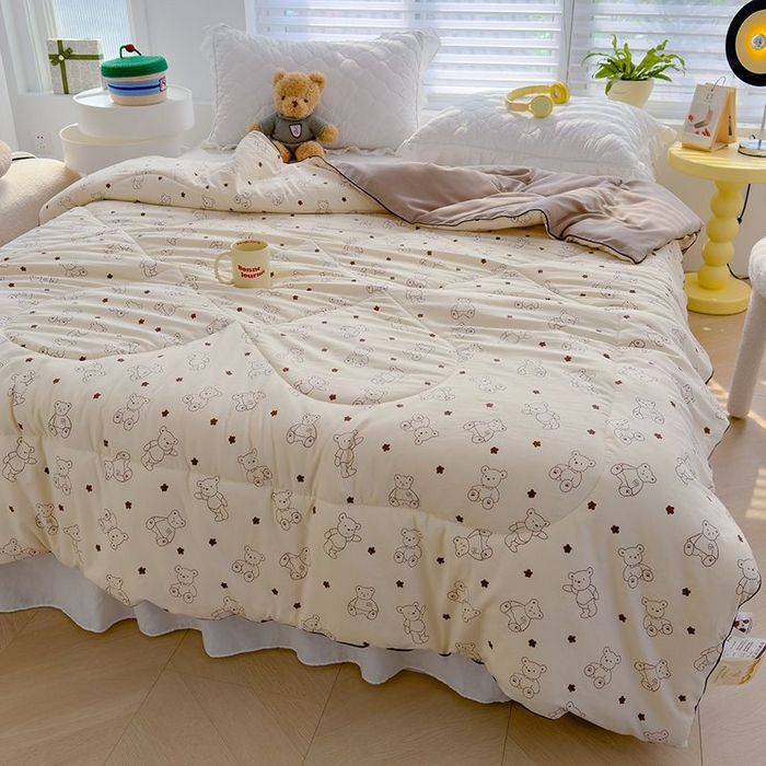 91家纺网 家纺一手货源 找家纺 默忆 2026新款水洗棉双层纱夏被夏凉被空调被被子被芯 小熊院长