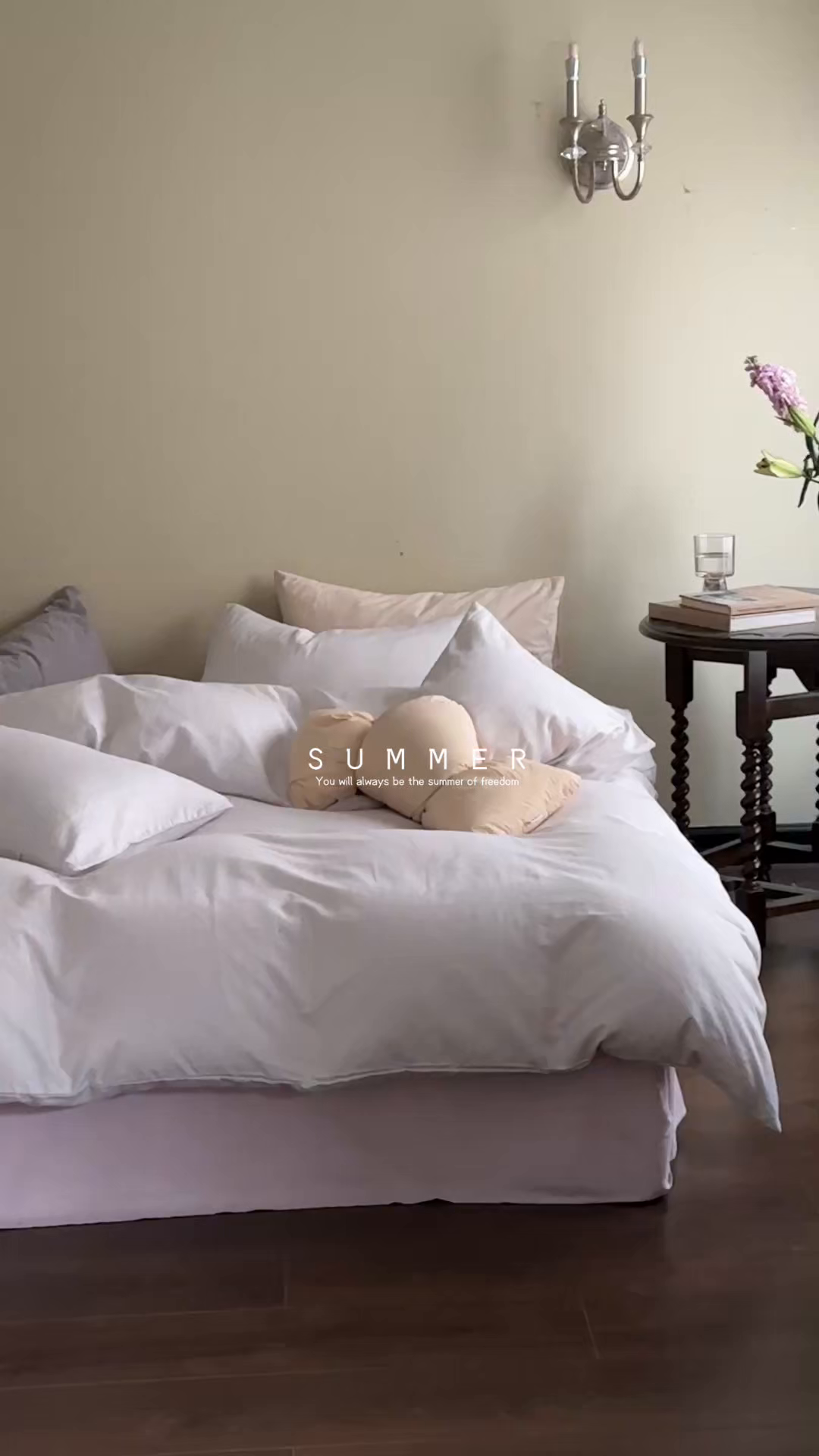 91家纺网 家纺一手货源 找家纺 洋铭区（原狠狠爱） 2026春季新款简约全棉 无边双层纱 四件套系列 小紫点点