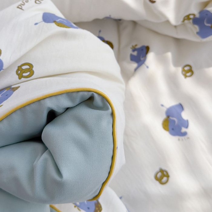 91家纺网 家纺一手货源 找家纺 默忆 2026新款水洗棉双层纱夏被夏凉被空调被被子被芯 蓝色小象