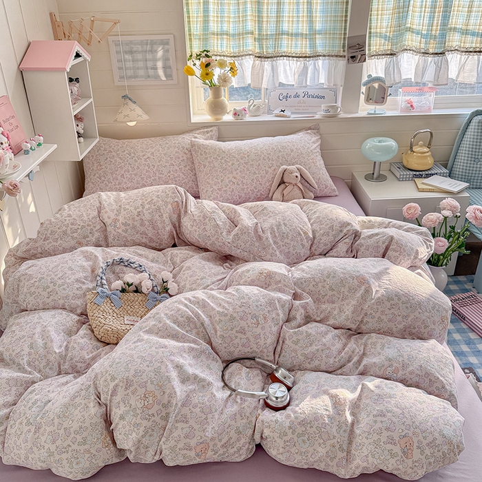 91家纺网 家纺一手货源 找家纺 （总）罗亿家纺 2026年新款泡芙水洗棉双层纱四件套