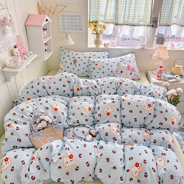 91家纺网 家纺一手货源 找家纺 （总）罗亿家纺 2026年新款泡芙水洗棉双层纱四件套