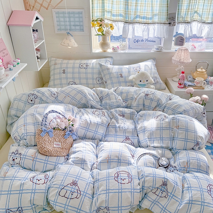 91家纺网 家纺一手货源 找家纺 （总）罗亿家纺 2026年新款泡芙水洗棉双层纱四件套