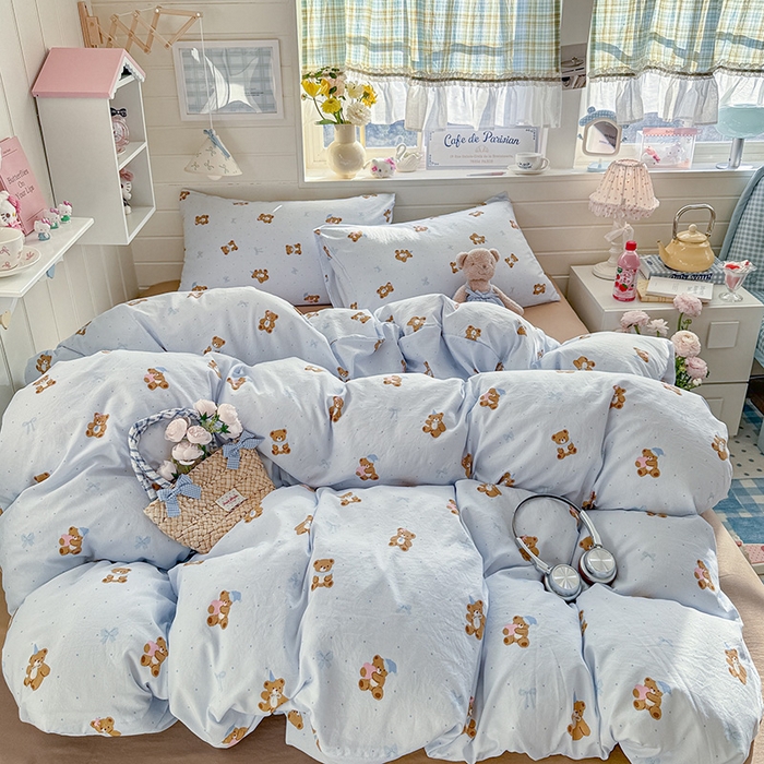 91家纺网 家纺一手货源 找家纺 （总）罗亿家纺 2026年新款泡芙水洗棉双层纱四件套