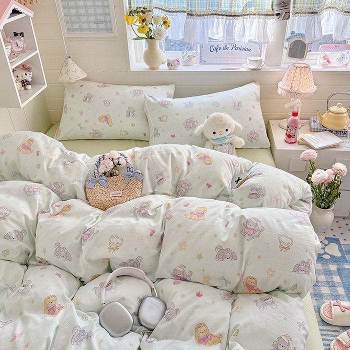 91家纺网 家纺一手货源 找家纺 （总）罗亿家纺 2026年新款泡芙水洗棉双层纱四件套