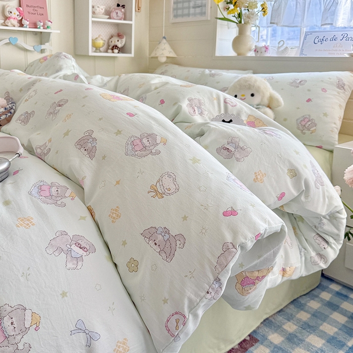 91家纺网 家纺一手货源 找家纺 （总）罗亿家纺 2026年新款泡芙水洗棉双层纱四件套