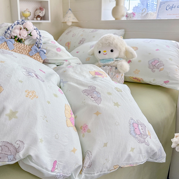 91家纺网 家纺一手货源 找家纺 （总）罗亿家纺 2026年新款泡芙水洗棉双层纱四件套