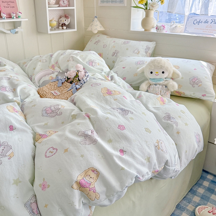 91家纺网 家纺一手货源 找家纺 （总）罗亿家纺 2026年新款泡芙水洗棉双层纱四件套