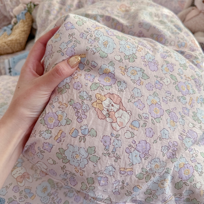 91家纺网 家纺一手货源 找家纺 罗亿家纺 2026年新款泡芙水洗棉双层纱四件套 爱丽丝