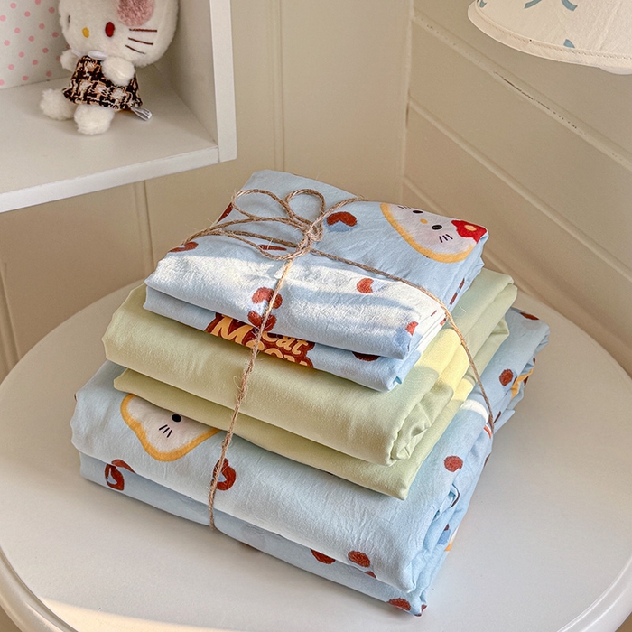 91家纺网 家纺一手货源 找家纺 罗亿家纺 2026年新款泡芙水洗棉双层纱四件套 豹纹奶猫