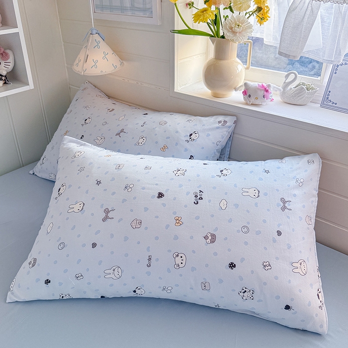 91家纺网 家纺一手货源 找家纺 罗亿家纺 2026年新款泡芙水洗棉双层纱四件套 贝壳猫猫