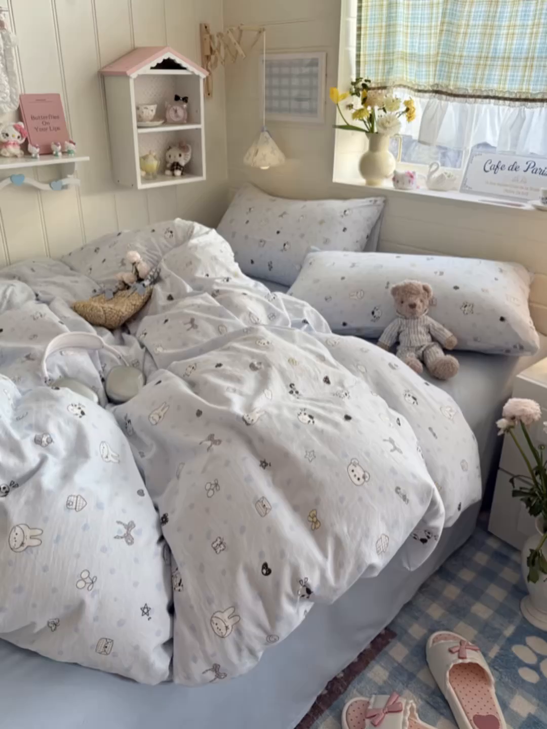 91家纺网 家纺一手货源 找家纺 罗亿家纺 2026年新款泡芙水洗棉双层纱四件套 贝壳猫猫