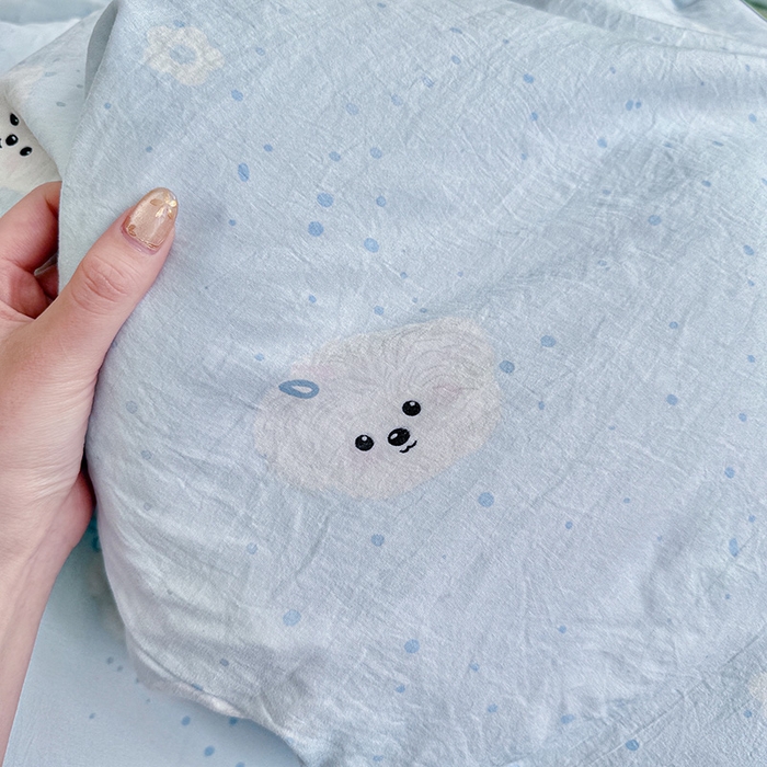 91家纺网 家纺一手货源 找家纺 罗亿家纺 2026年新款泡芙水洗棉双层纱四件套 波点小狗