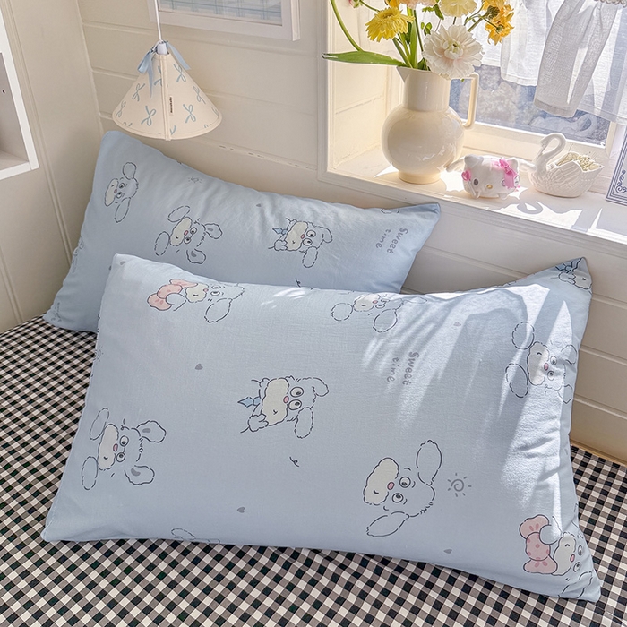 91家纺网 家纺一手货源 找家纺 罗亿家纺 2026年新款泡芙水洗棉双层纱四件套 超级小狗