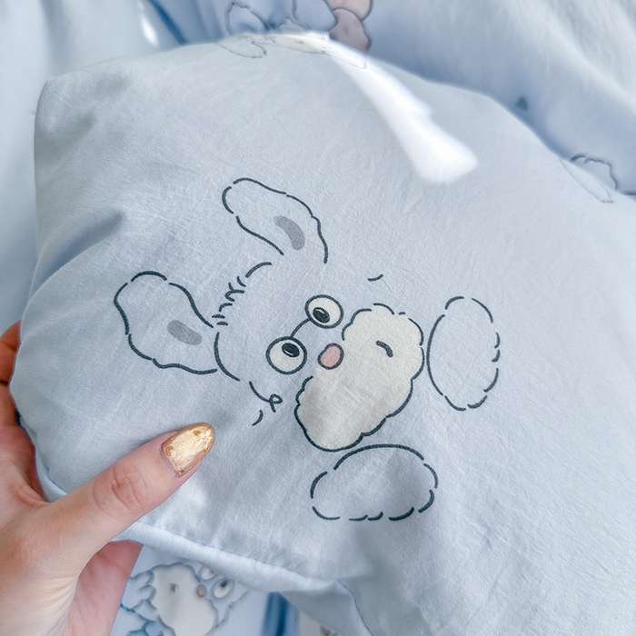 91家纺网 家纺一手货源 找家纺 罗亿家纺 2026年新款泡芙水洗棉双层纱四件套 超级小狗