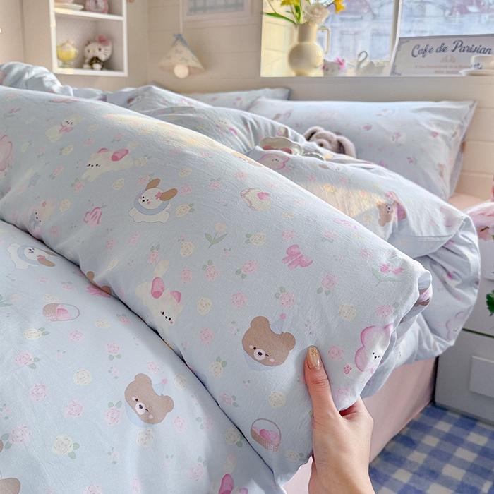 91家纺网 家纺一手货源 找家纺 罗亿家纺 2026年新款泡芙水洗棉双层纱四件套 宠物乐园