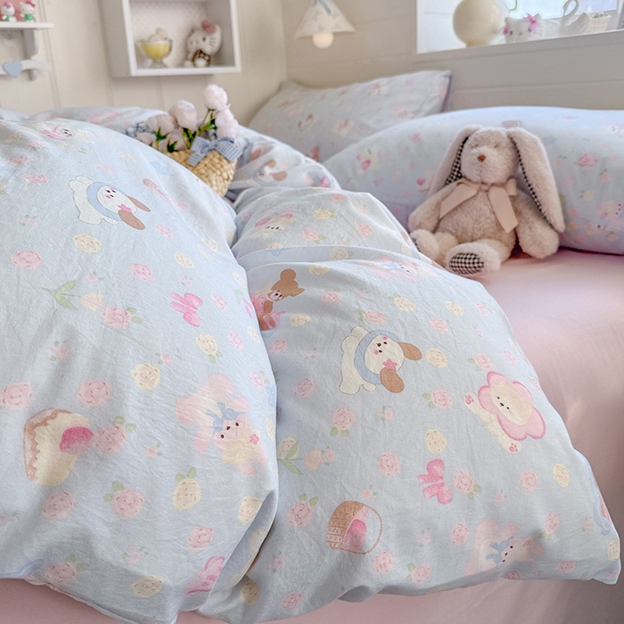 91家纺网 家纺一手货源 找家纺 罗亿家纺 2026年新款泡芙水洗棉双层纱四件套 宠物乐园