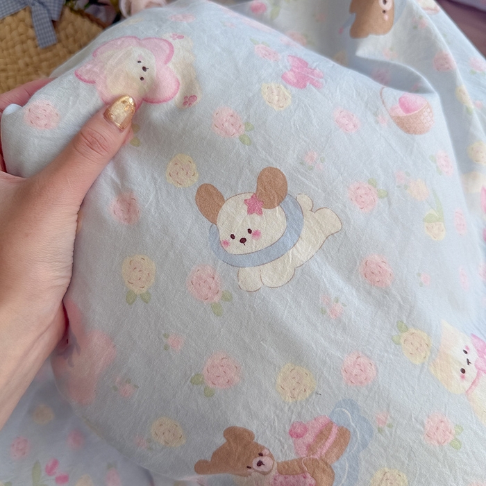 91家纺网 家纺一手货源 找家纺 罗亿家纺 2026年新款泡芙水洗棉双层纱四件套 宠物乐园