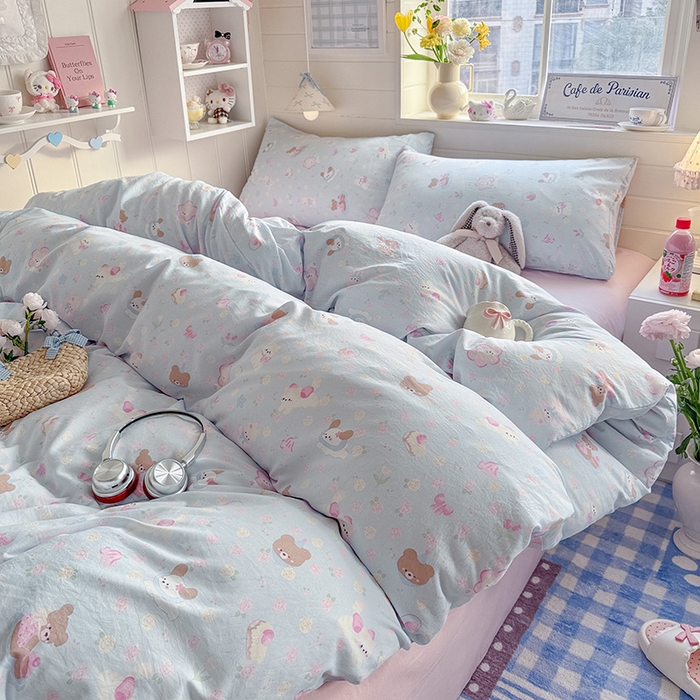 91家纺网 家纺一手货源 找家纺 罗亿家纺 2026年新款泡芙水洗棉双层纱四件套 宠物乐园