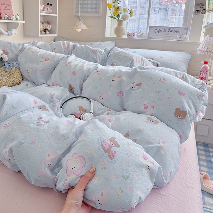 91家纺网 家纺一手货源 找家纺 罗亿家纺 2026年新款泡芙水洗棉双层纱四件套 宠物乐园