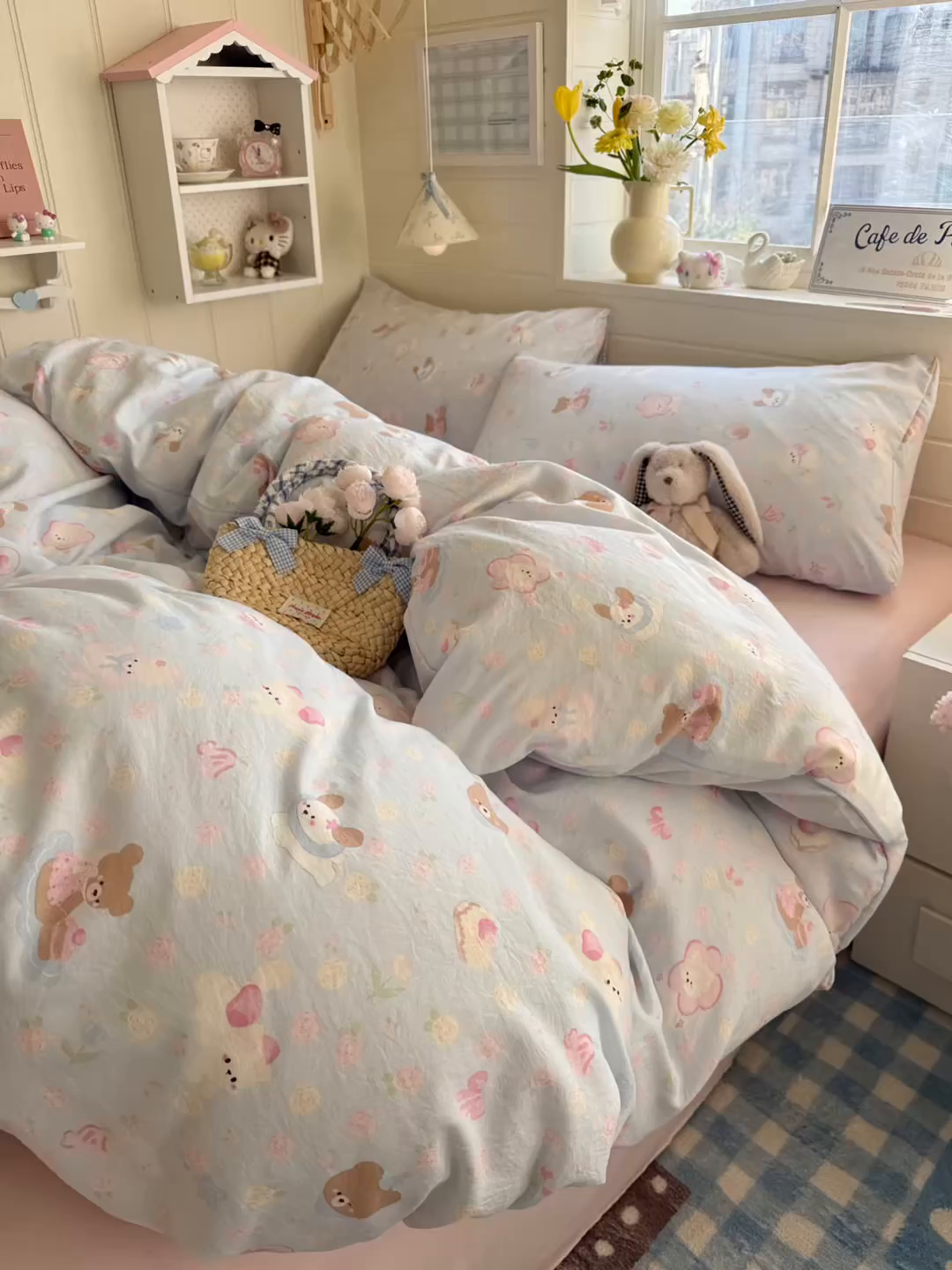 91家纺网 家纺一手货源 找家纺 罗亿家纺 2026年新款泡芙水洗棉双层纱四件套 宠物乐园