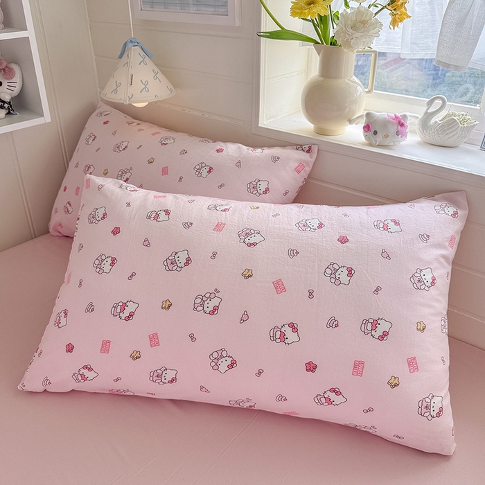 91家纺网 家纺一手货源 找家纺 罗亿家纺 2026年新款泡芙水洗棉双层纱四件套 粉粉kt