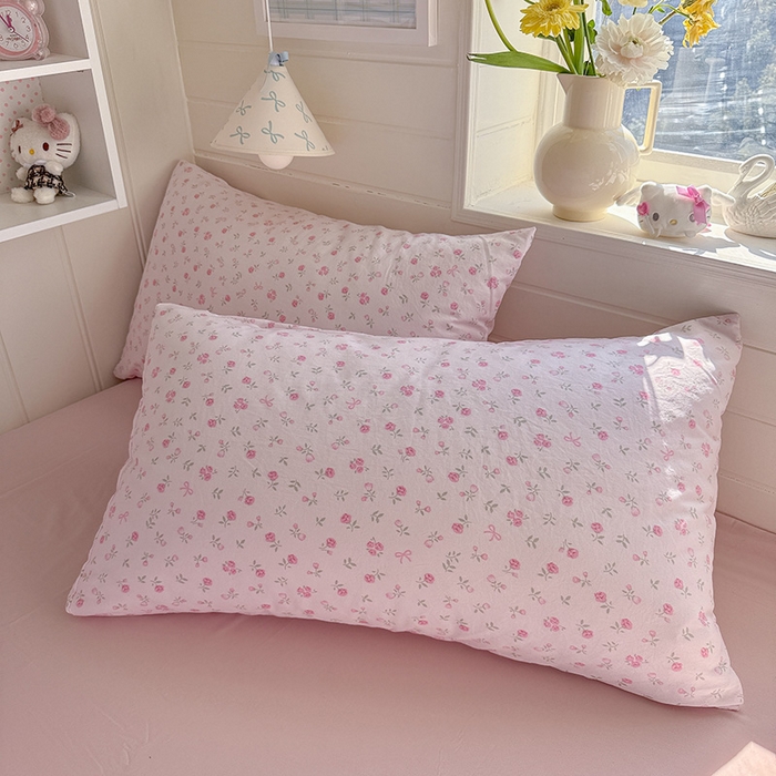 91家纺网 家纺一手货源 找家纺 罗亿家纺 2026年新款泡芙水洗棉双层纱四件套 韩系甜美