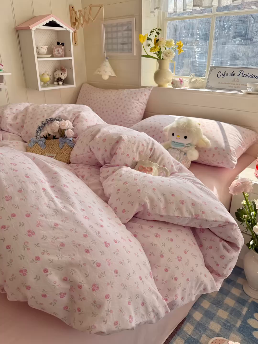 91家纺网 家纺一手货源 找家纺 罗亿家纺 2026年新款泡芙水洗棉双层纱四件套 韩系甜美