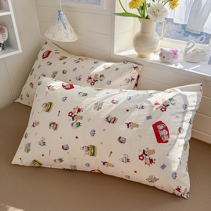 91家纺网 家纺一手货源 找家纺 罗亿家纺 2026年新款泡芙水洗棉双层纱四件套 汉堡小新