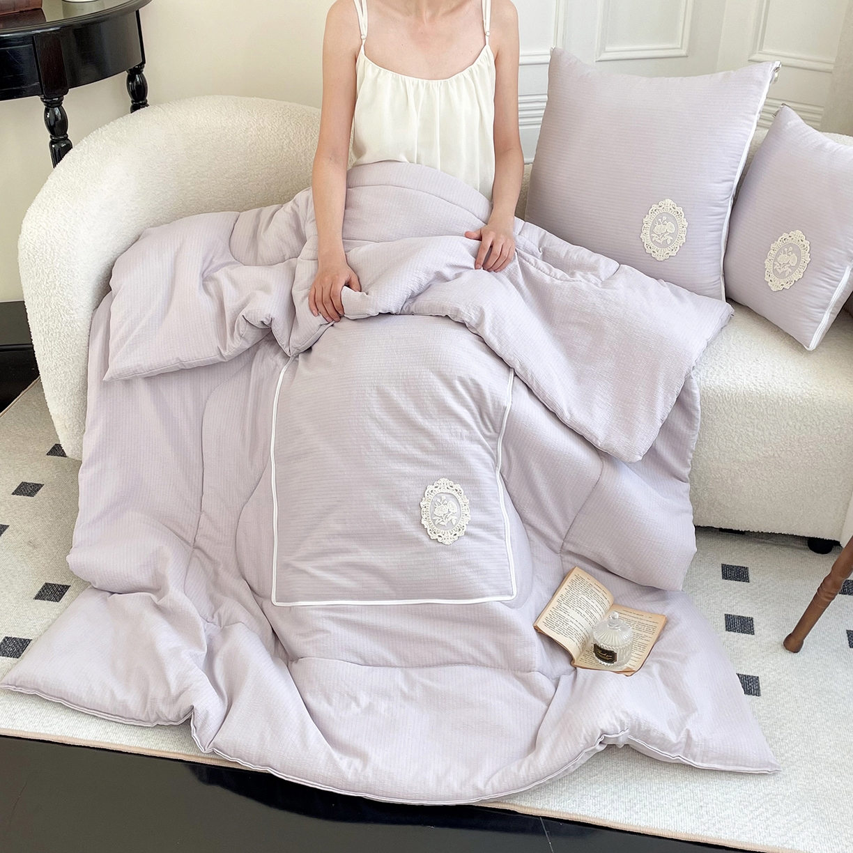 91家纺网 家纺一手货源 找家纺 （总）番茄+ 2026新款法式极简抱枕被