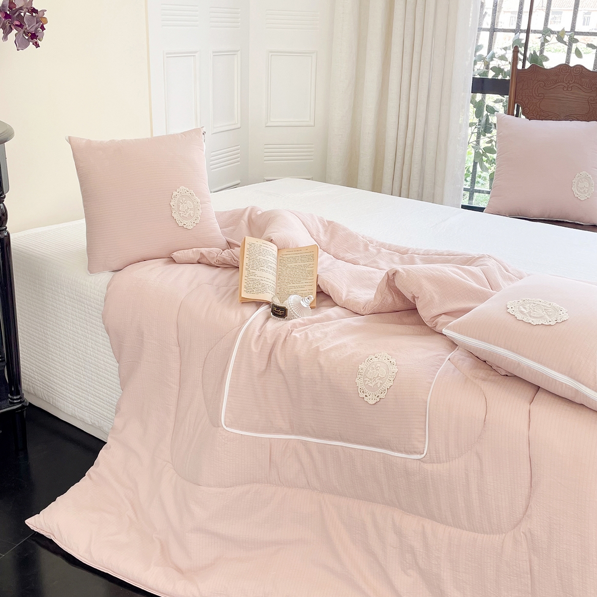 91家纺网 家纺一手货源 找家纺 番茄+ 2026新款法式极简抱枕被 法式极简—蜜桃粉