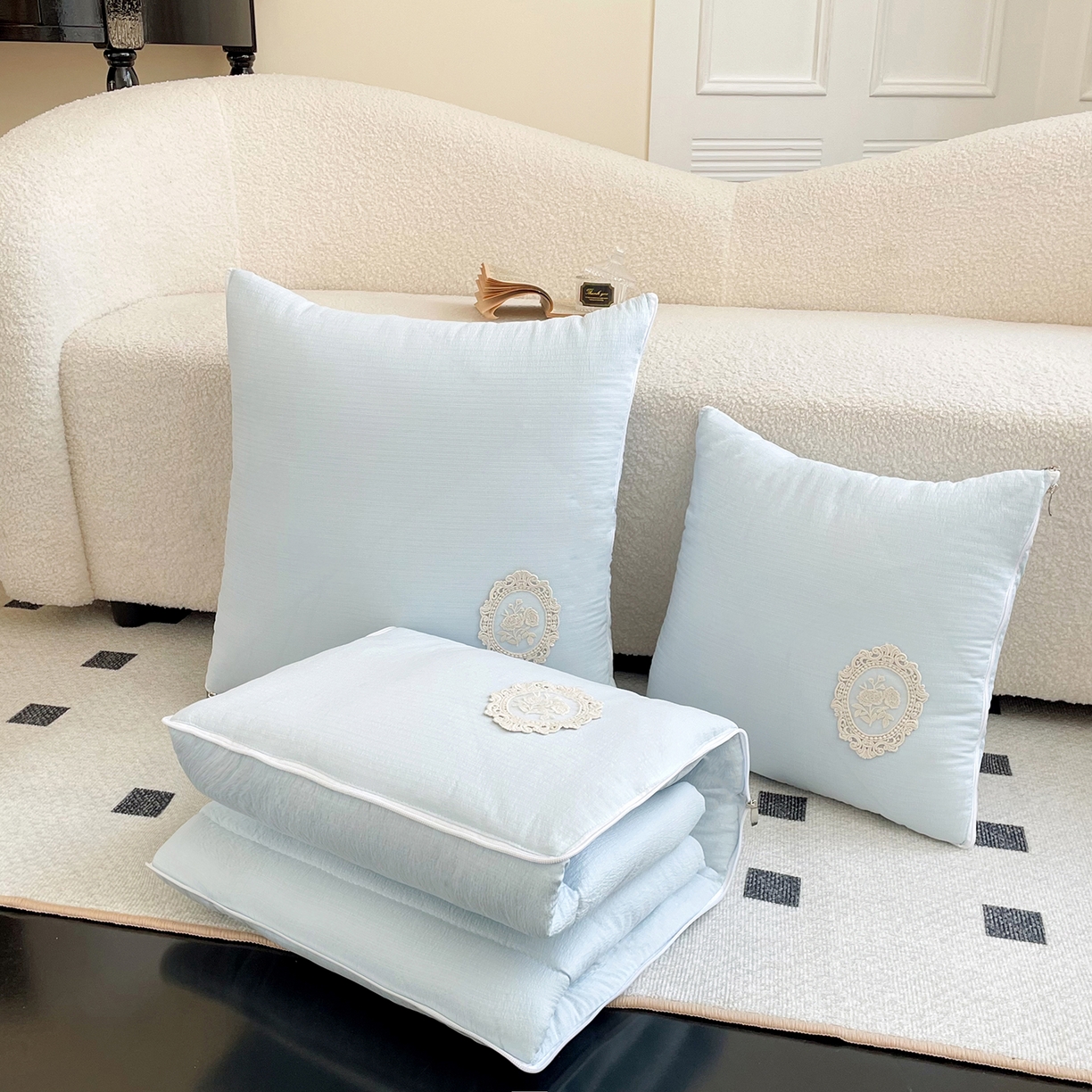 91家纺网 家纺一手货源 找家纺 （总）番茄+ 2026新款法式极简抱枕被