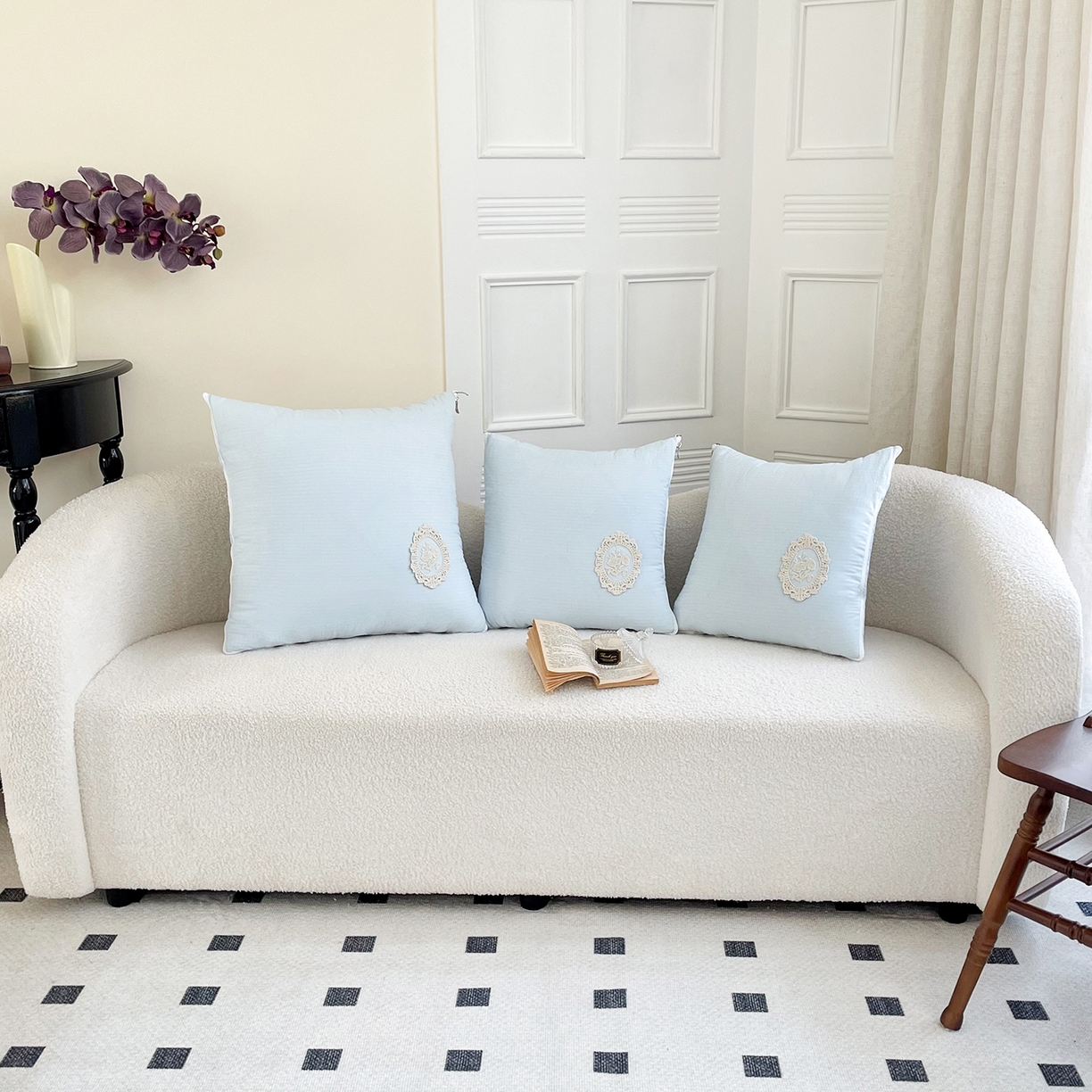 91家纺网 家纺一手货源 找家纺 番茄+ 2026新款法式极简抱枕被 法式极简—清爽蓝