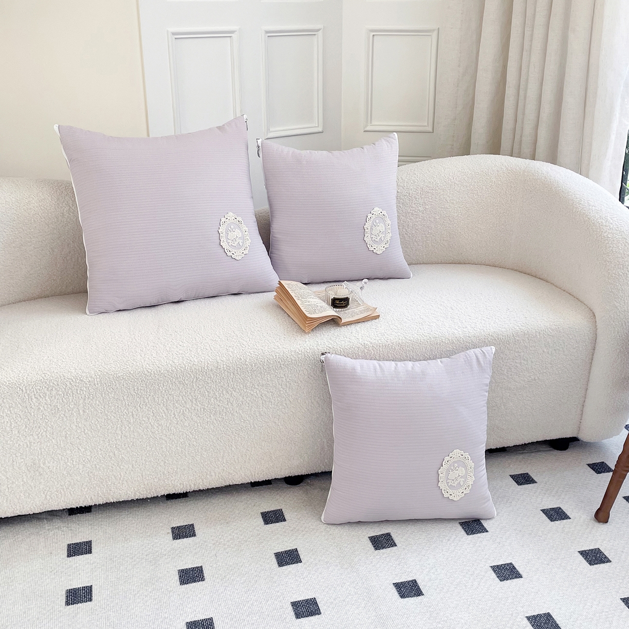 91家纺网 家纺一手货源 找家纺 番茄+ 2026新款法式极简抱枕被 法式极简—紫灰