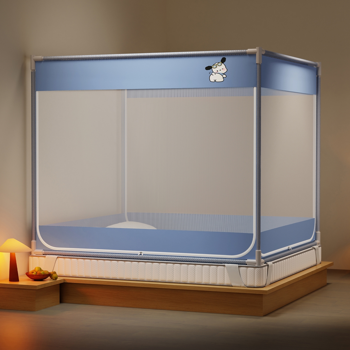 91家纺网 家纺一手货源 找家纺 （总）初心家纺 2026新款外穿杆坐床防摔蚊帐-场景一